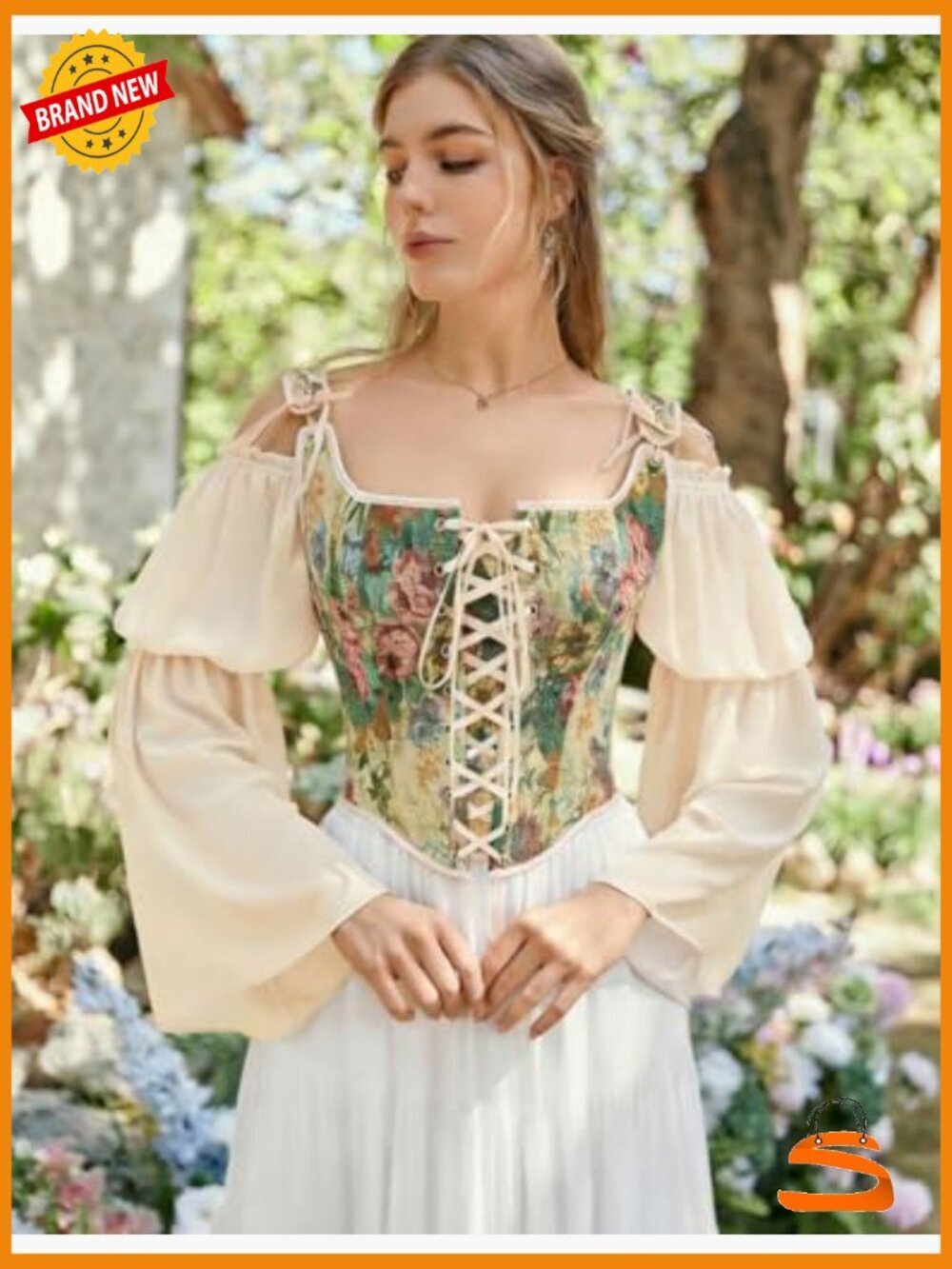 Renaissance Corset Bustier Top Overbust Bodyshaper Lace-Up - Picture 2 of 7